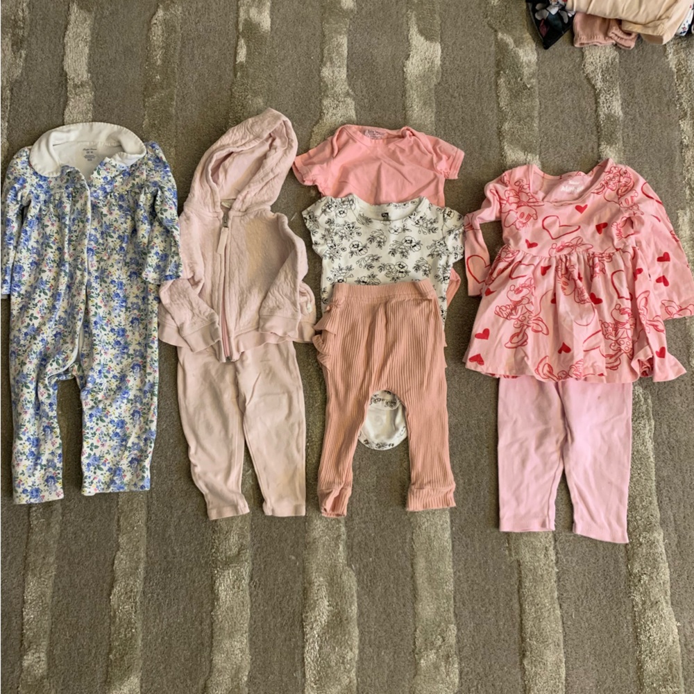 Infant baby girl mix and match outfits, various brands